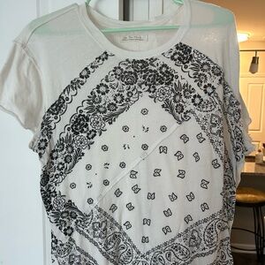 Free People Black and White Bandana Print Tee
